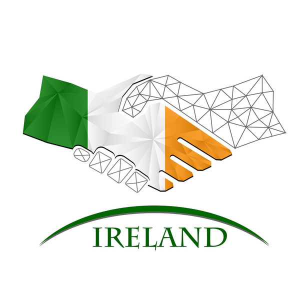 Логотип рукостискання зроблений з прапора Ірландії.. - Вектор, зображення