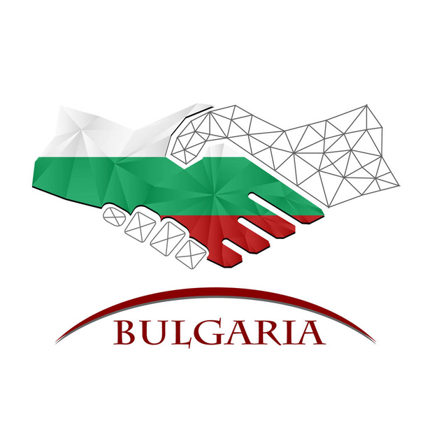 Logo de poignée de main fabriqué à partir du drapeau de la Bulgarie. - Vecteur, image