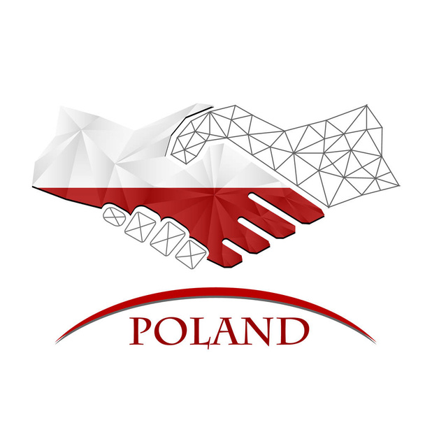 Логотип рукостискання зроблений з прапора Польщі.. - Вектор, зображення