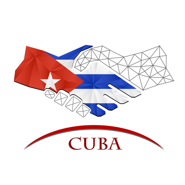 Logo de poignée de main fabriqué à partir du drapeau de Cuba. - Vecteur, image