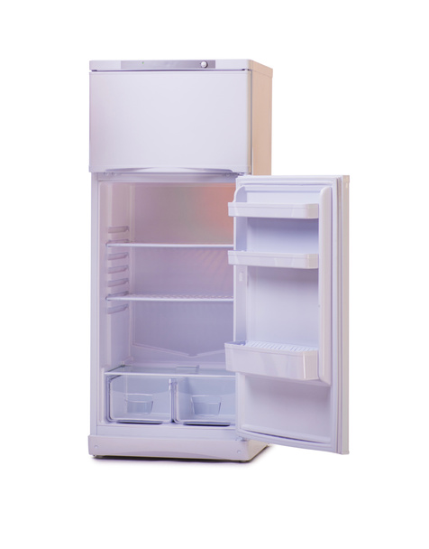 白い背景に分離されたモダンな冷蔵庫 - 写真・画像