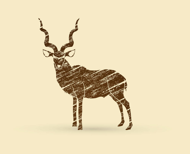 Kudu standing graphic vector. - Διάνυσμα, εικόνα
