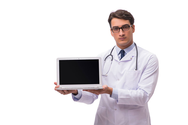 Doctor with laptop isolated on white background - Foto, immagini