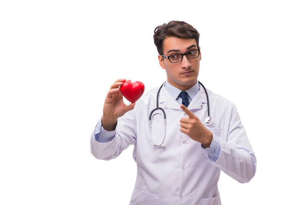 Doctor with heart isolated on white background - Foto, afbeelding
