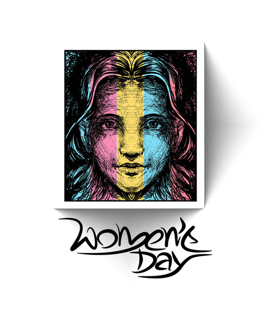 Happy Women's Day greeting card design. - Vector, Image