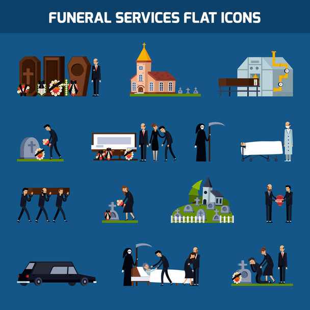 Κηδεία υπηρεσίες επίπεδη Ορισμόςεικονιδίου - Διάνυσμα, εικόνα