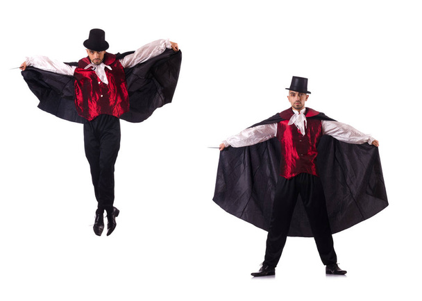 Man magician isolated on white - Photo, Image