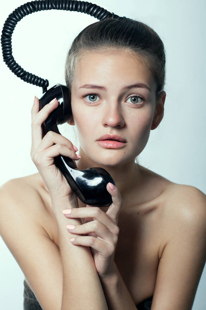 Girl and phone - Foto, Imagem