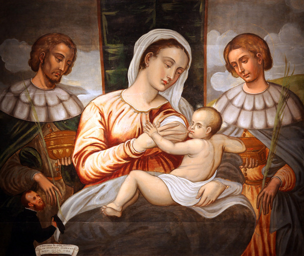 聖母子と聖コスマスとダミアン - 写真・画像