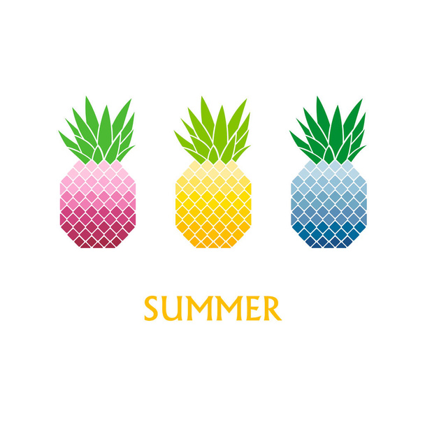 Vector illustration of colorful pineapple with text - Vektori, kuva