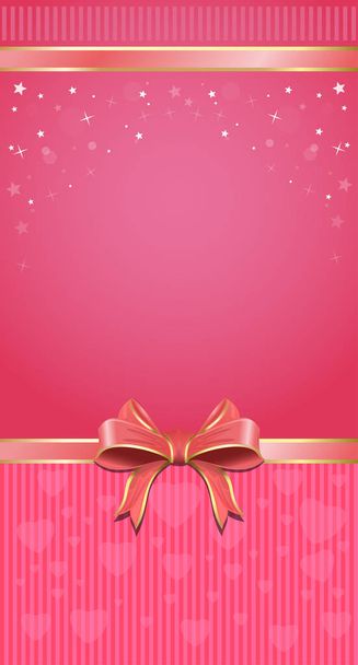 Festive pink background with ribbon and bow - Vektor, obrázek