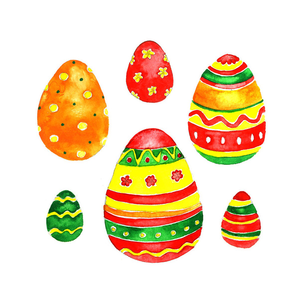Acuarela huevos de Pascua adorno de primavera
 - Foto, Imagen