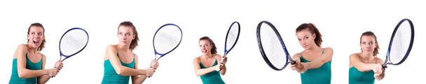 Woman tennis player isolated on white - Zdjęcie, obraz