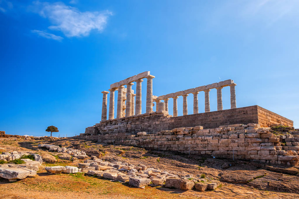 slavný řecký chrám poseidon, mys Súnion v Řecku - Fotografie, Obrázek