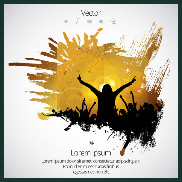 Silhouette of dancing people - Vector, Image