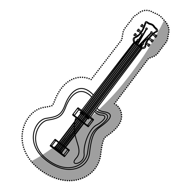 monochrome contour silhouette with electric guitar - Vector, Image