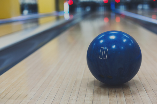 Bowling ball closeup on lane background - Valokuva, kuva