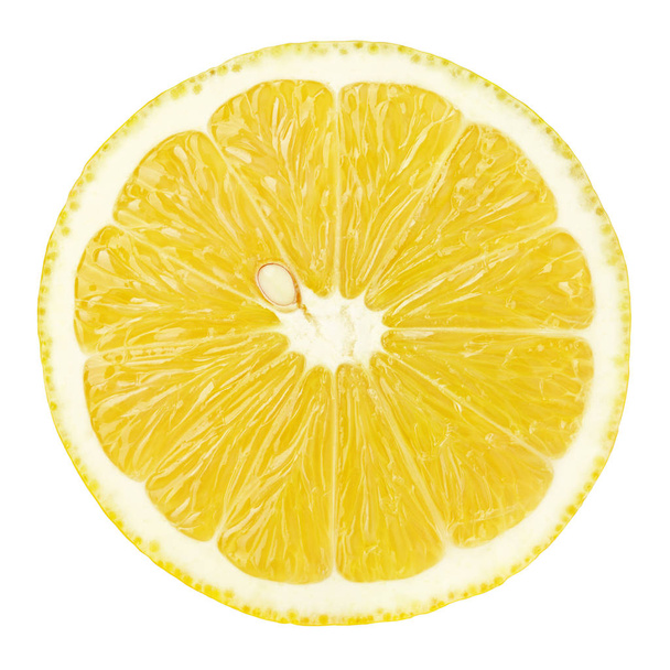 slice of lemon citrus fruit isolated on white - Fotografie, Obrázek