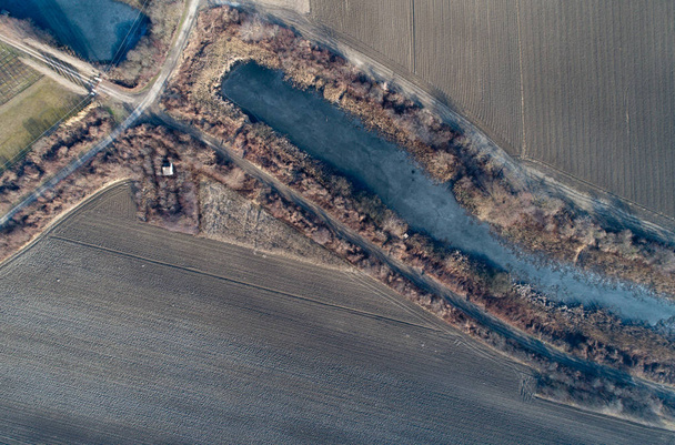 Winter landscape of plains from air - Foto, Imagen