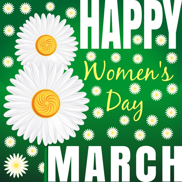 Floral background with daisies and a congratulation from 8th March. Happy Womens Day - Vetor, Imagem