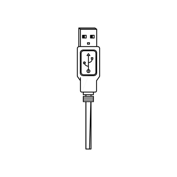 monochrome contour with with usb plug - Vector, Image