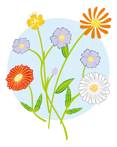 花の自然の野の花の花束 - ベクター画像