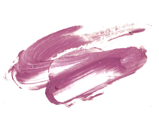 Coup de rouge à lèvres violet (échantillon), isolé sur blanc
 - Photo, image