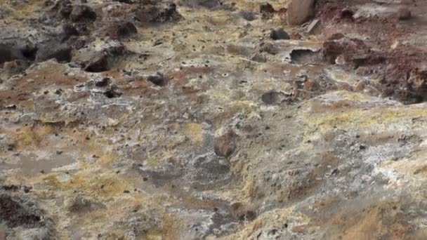 Surface of geysers in mountain on shores of Arctic Ocean in Greenland. - Záběry, video