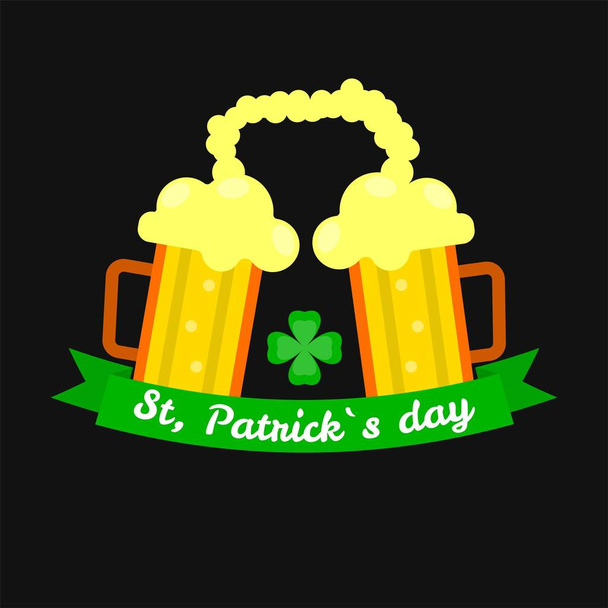 Ale beer mugs for Saint Patrick day  - Wektor, obraz