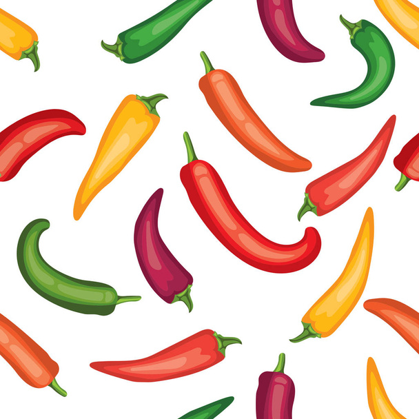 Seamless chile pepper pattern. Tile vegetable pattern. Vegetarian wrapping paper texture. - Vettoriali, immagini