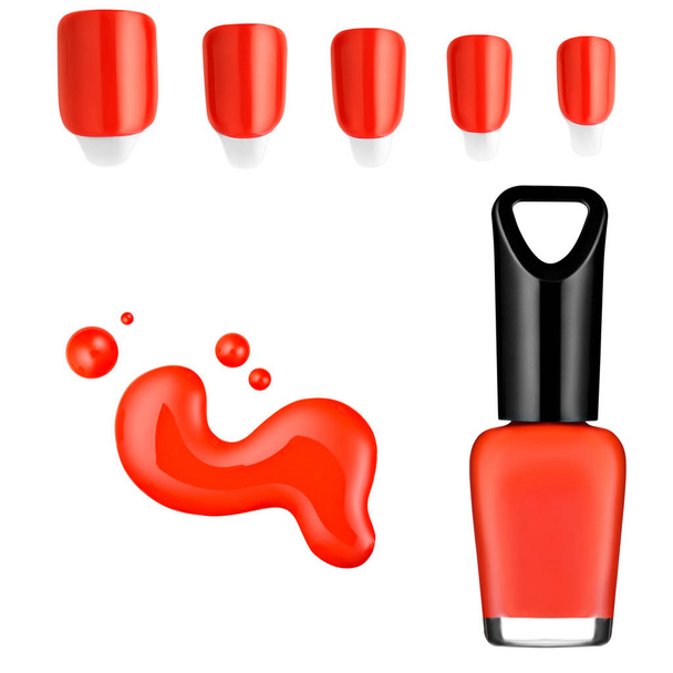 esmalte de uñas rojo, cepillo, muestra
 - Foto, imagen