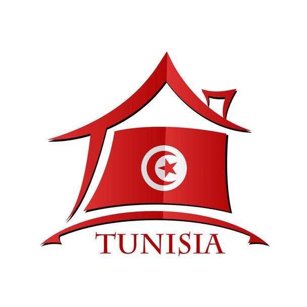 Ícone da casa feita a partir da bandeira da Tunísia
 - Vetor, Imagem