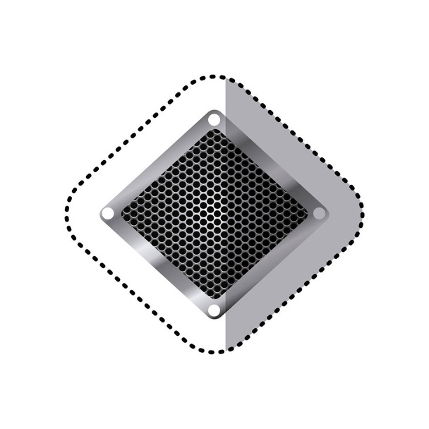 pegatina diamante marco metálico con parrilla perforada
 - Vector, Imagen