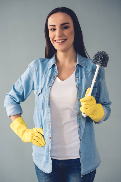 Beautiful woman cleaning - Photo, Image