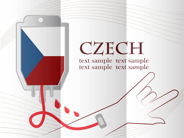 チェコ、概念的な v の旗から作られた血寄付デザイン - ベクター画像