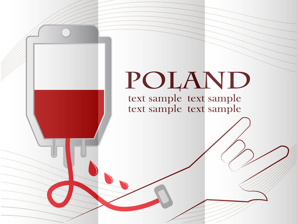 σχέδιο δωρεά αίματος που γίνεται από τη σημαία της Πολωνίας, εννοιολογική  - Διάνυσμα, εικόνα