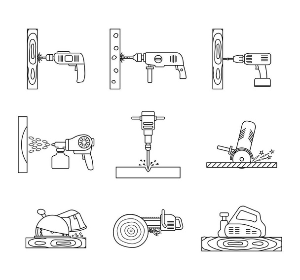 Set of flat repair tool icons. - Vektor, kép