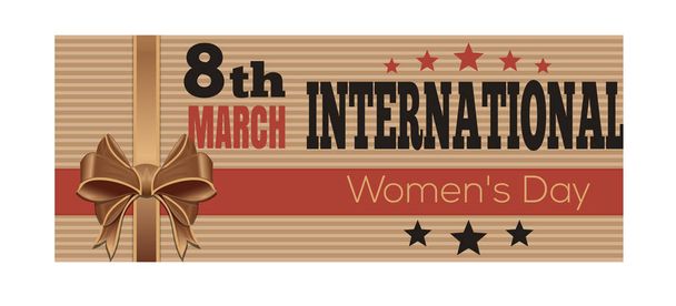 国際女性の日。レトロなスタイルのグリーティング カード。3 月 8 日 - ベクター画像