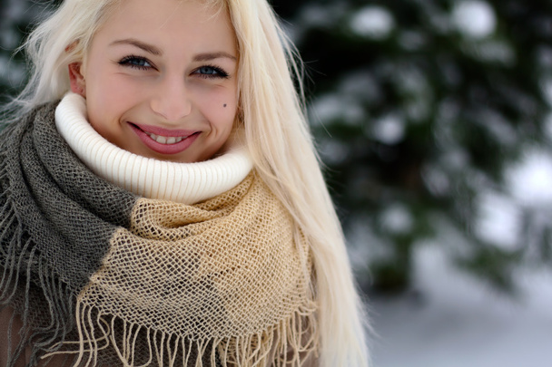 Smiling Girl in Snow outdoor - Photo, Image