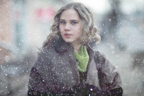 Girl wearing coat in winter - Photo, Image