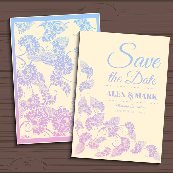 Wedding invitation card suite with flower Templates.Vector Illustration - Vector, Image
