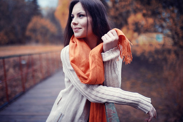 cheerful girl in autumn park - Foto, Imagem