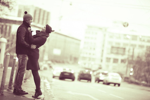 couple walking on Moscow streets - Fotó, kép