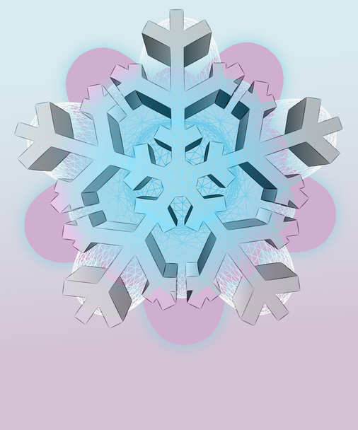 Forma de estrella redondeada de invierno violeta con plantilla de vector de copo de nieve
 - Vector, Imagen