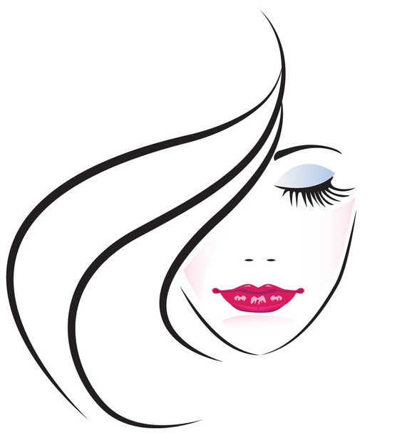 Face of pretty woman silhouette vector - Vector, Image