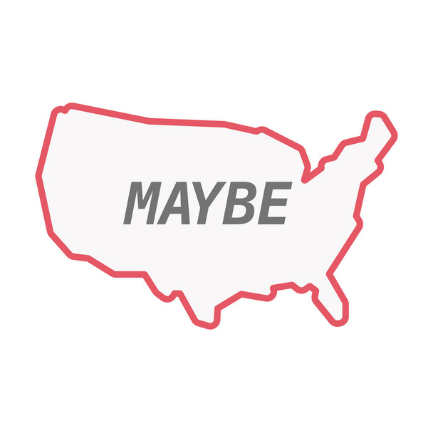 Arte de línea aislada EE.UU. mapa con el texto MAYBE
 - Vector, imagen