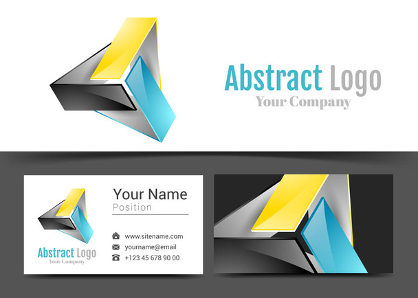 Abstract Corporate Logo and Business Card Sign Template. Creative Design with Colorful Logotype Visual Identity Composition Made of Multicolored Element. Vector Illustration - Vector, Image