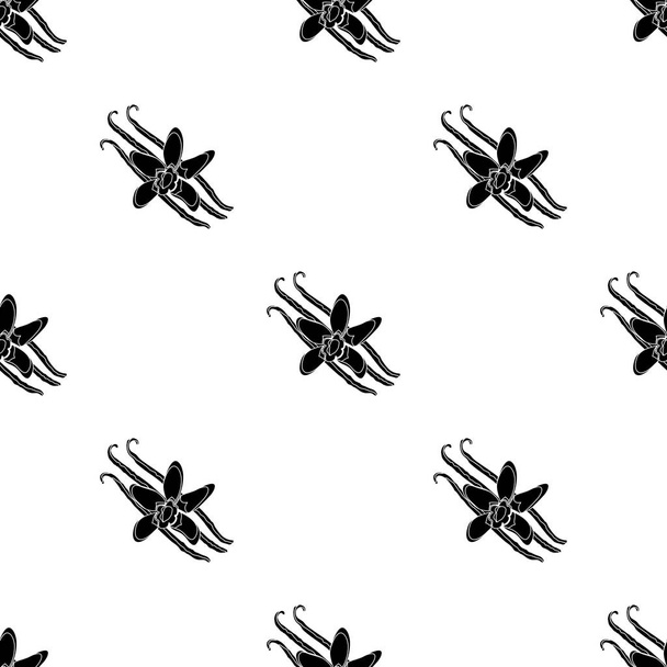 Vanilla icon in black style isolated on white background. Herb an spices pattern stock vector illustration. - Vektori, kuva