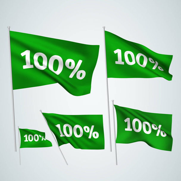 100 per cento - bandiere vettoriali verdi
 - Vettoriali, immagini