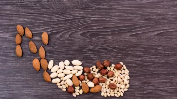 Kirjeitä, jotka muodostuvat pähkinäkasasta. Pähkinät siirtymässä sanaan NUTS. Pysäytä liike
 - Materiaali, video